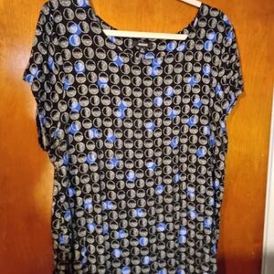 Alfani Black and Blue Circle Print Blouse
